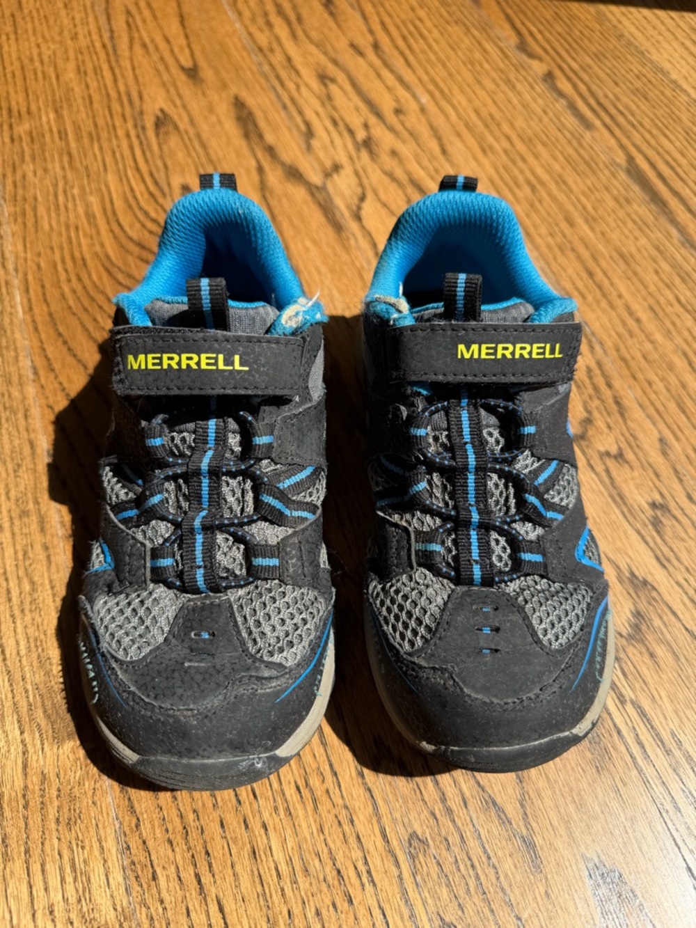 Merrell Kids Black and Blue Velcro Hiking Sneakers